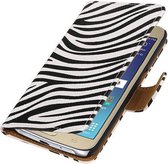 Zebra Bookstyle Hoes Geschikt voor Samsung Galaxy J2 (2016 ) J210F Wit