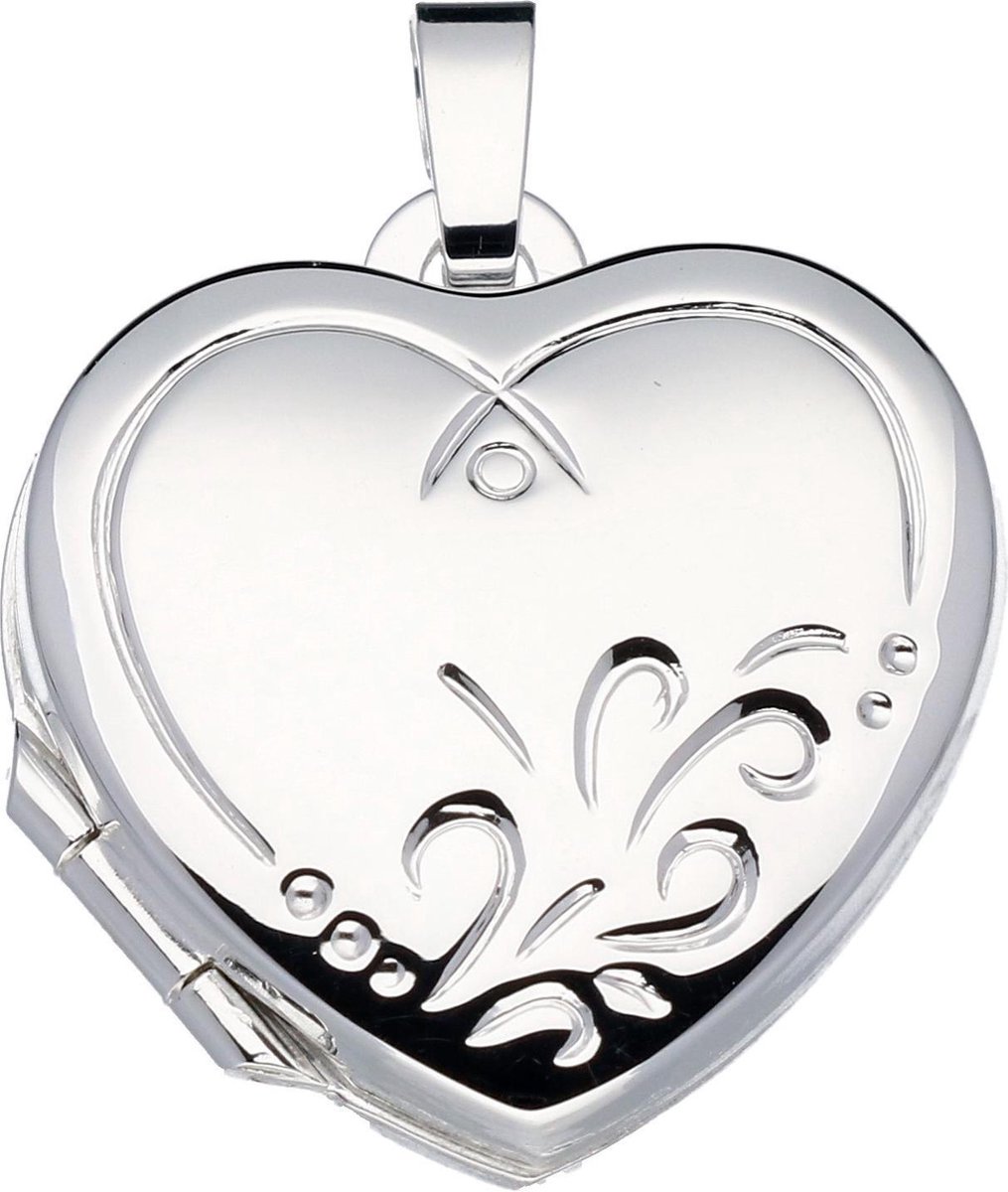 Glow medaillon - zilver - 19 x 18 mm - hart - bewerkt