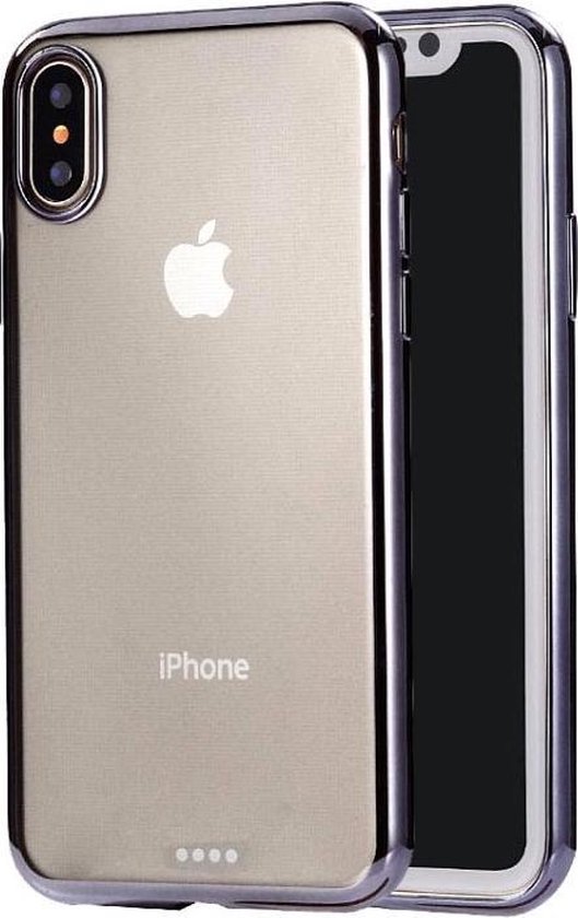 Arashigaoka adviseren duidelijk iPhone XS Max (6,5 inch) - hoes, cover, case - TPU - Transparant - Zwarte  rand | bol.com