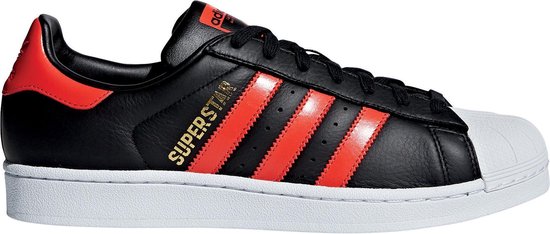 adidas Superstar Sneakers Sneakers - Maat 36 2/3 - Unisex - zwart/rood/wit  | bol.com