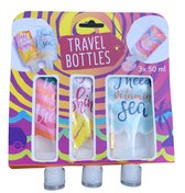 Reisflesjes - herbruikbare reisflesjes - kleine flesjes - mini flesjes - reis flesjes - reisflacons - navulflesjes | Set van 3 stuks | 3 x 50 ml | Geschikt voor handbagage | Oprolb