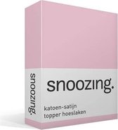 Snoozing - Katoen-satijn - Topper - Hoeslaken - Lits-jumeaux - 200x200 cm - Roze