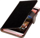 PU Leder Zwart Hoesje HTC One E8 Book/Wallet Case/Cover