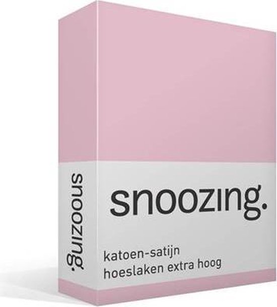 Snoozing - Katoen-satijn - Hoeslaken - Extra Hoog - Tweepersoons - 140x220 cm - Roze