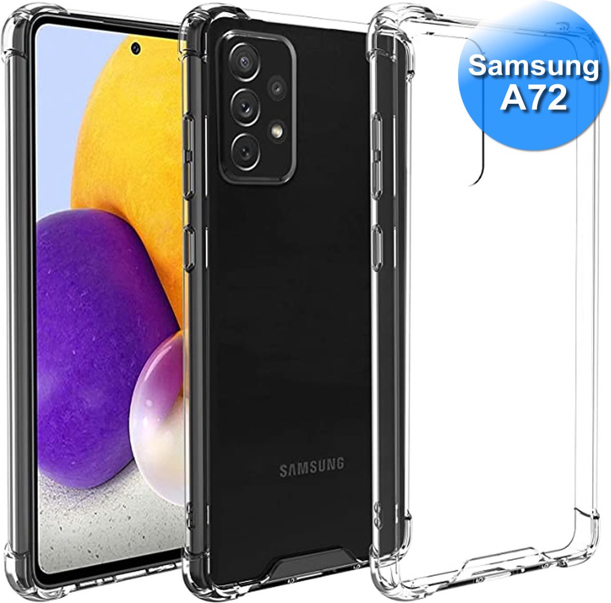Telefoonhoesje geschikt voor de Samsung A72 - Anti Shock hoesje - Hard Back Cover - Transparant