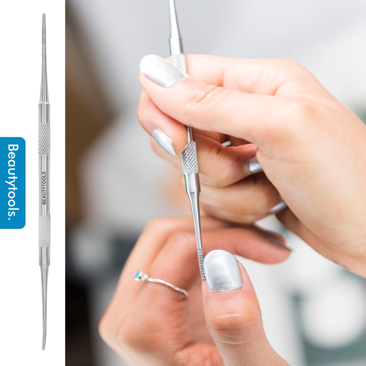 Goedkoopste BeautyTools Hoekvijl - Manicure/Pedicure Hoekvijl Voor Wegvijlen van Ingegroeide Teennagels en Nagelhoeken - Dubbelzijdige Hoekvijl Recht / Gebogen (15 cm) - Inox (NC-0409