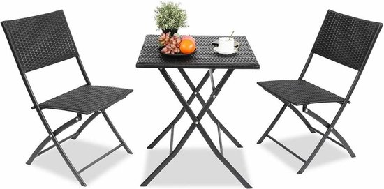 Klaptafel & Stoelen | Rotan | Met 2 stoelen | Vouwtafel | Tuintafel | Inklapbare  tafel... | bol.com