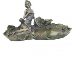 MadDeco - bronskleurig beeldje nymf met schaaltje - polystone