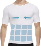 Chibaa - Mannen Shapewear Corrigerende ondershirt - Korte Mouwen - Slimming - Comfort - Flexibiliteit - Wit - Medium