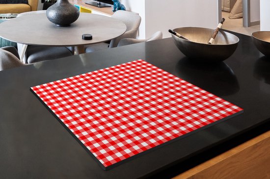KitchenYeah® Inductie beschermer 60x52 cm - Rood - Rustiek - Patronen - Kookplaataccessoires - Afdekplaat voor kookplaat - Inductiebeschermer - Inductiemat - Inductieplaat mat