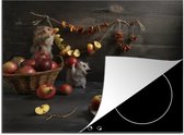 KitchenYeah® Inductie beschermer 59x52 cm - Stilleven van hamsters die appels drogen - Kookplaataccessoires - Afdekplaat voor kookplaat - Inductiebeschermer - Inductiemat - Inductieplaat mat