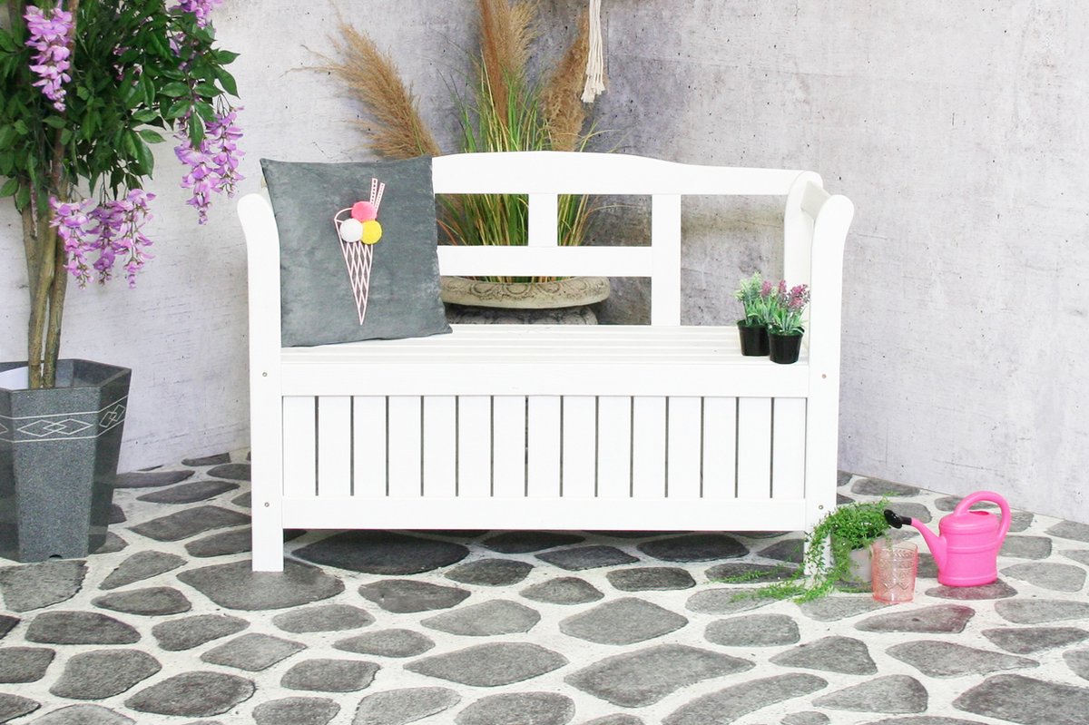 Banc de jardin avec rangement Walt - blanc - Sens-Line