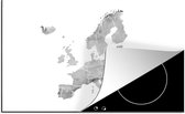KitchenYeah® Inductie beschermer 80x52 cm - Europakaart in waterverf - zwart wit - Kookplaataccessoires - Afdekplaat voor kookplaat - Inductiebeschermer - Inductiemat - Inductieplaat mat
