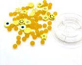 Katsuki Smileys & Beads, Yellow, 64pcs & Elastic Thread 10M