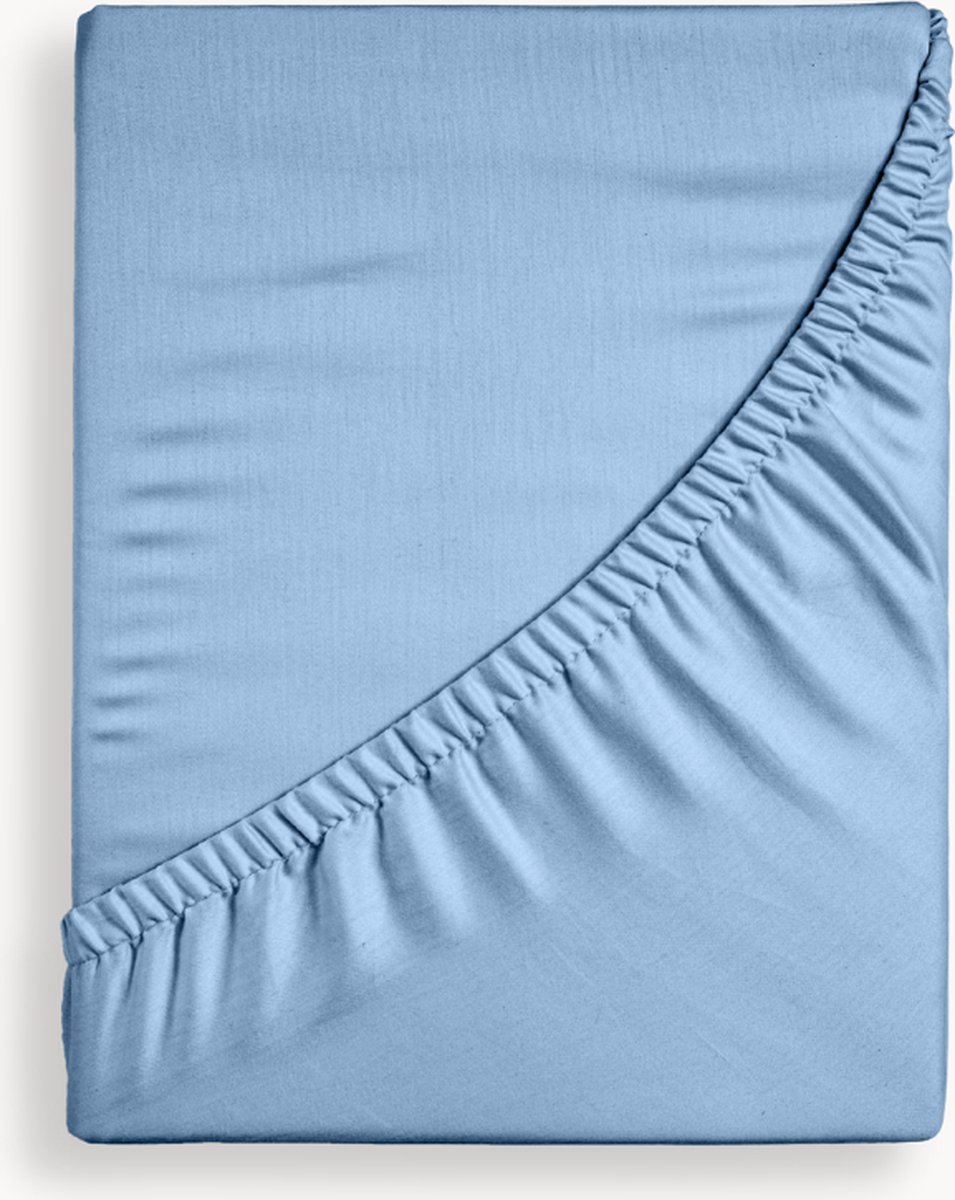 Y-NOT - Crispy Cotton Hoeslaken Matras - 180x200 - tot 25 cm matrasdikte - 100% Katoen - 180 draaddichtheid - Blauw