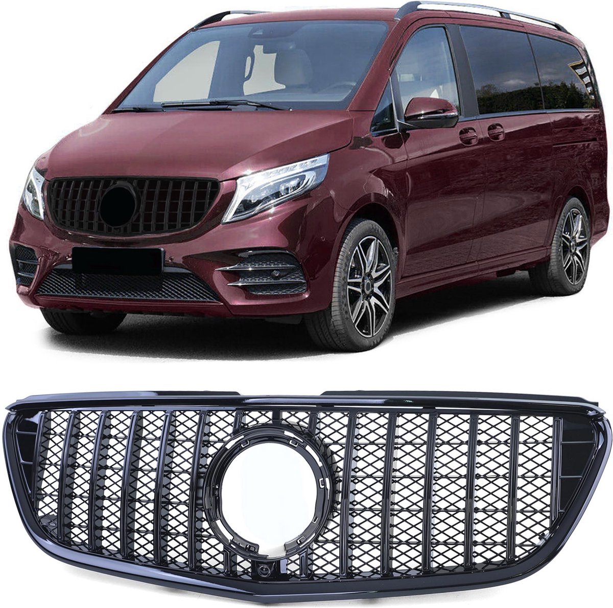 Mercedes V Klasse Vito W447 W448 Sport Grill Hoogglans Zwart Amg GT Look Vanaf 2019