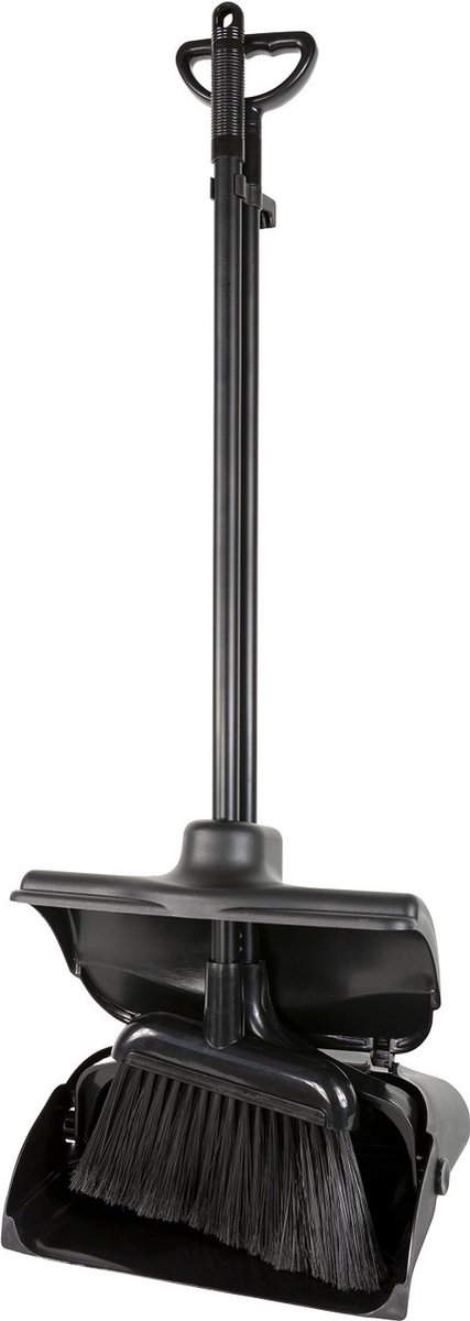 Goedkoopste Synx Tools Stoffer en Blik met Lange Steel zwart professional - Stoffer blik set - Schoonmaakartikelen - Stoffer en Blik - Bezem / veger - Veger en blik - Schoonmaken