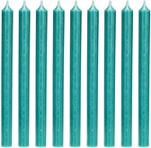 Cactula gekleurde luxe lange dinerkaarsen 28 cm Turquoise 18 stuks 10 H