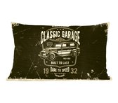 Sierkussen - Mancave - Voiture - Rétro - Zwart - 50x30 cm - Salon