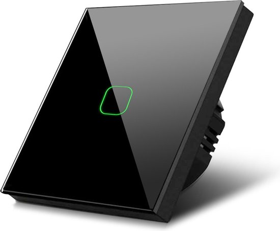 Maclean - Aanrakingsomschakeling Lichtschakelaar Kruisschakelaar Muurschakelaar Trapschakelaar met kleurwijziging LED-achtergrondverlichting Inbouwschakelaar 1-Voudig hoekig Zwart