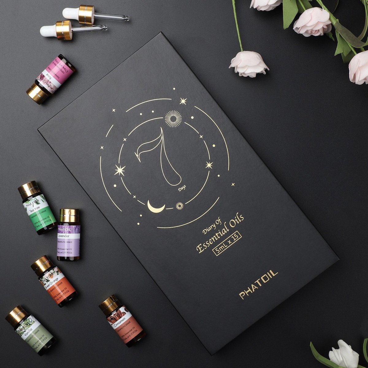 Goedkoopste Aroma Olie Geuren – Aroma Olie voor Diffuser – Etherische Olie – Aromatherapie – Pure Essentiële Oliën 15 Stuks/set – Natuurlijke Plantaardige Aroma – Lavendel, Eucalyptus, Jasmijn, Zoete Oranje, Sandelhout, Pepermunt, Vanille, Citroengras, 