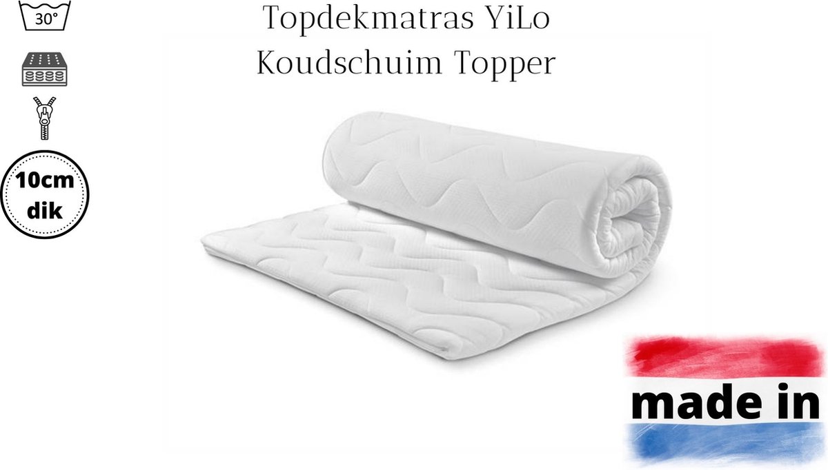 Topper - Topdekmatras - Koudschuim - 110x200 - 10cm dik - Rits - Hybride - Omrabedding