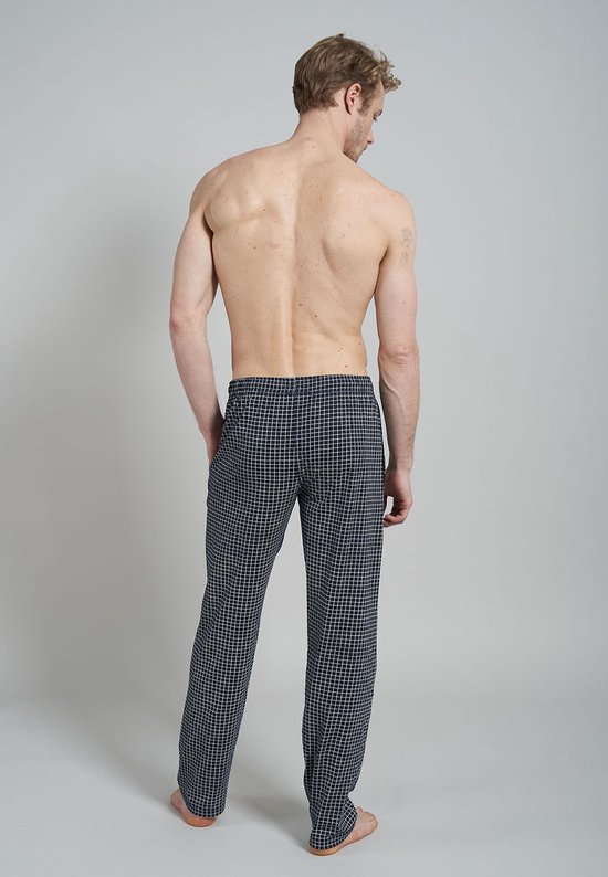 HomyComy Lange katoenen pyjamabroek voor heren, nachtkleding, loungewear met elastische tailleband, zwart, M