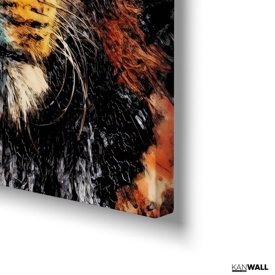 Peinture sur toile de Luxe Head de Lion | 40 x 60 | Salle de séjour | Chambre à coucher | Bureau | Musique | Design | Art | Moderne | ** 4 CM D'ÉPAISSEUR ! EFFET 3D**
