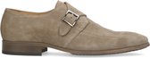 Manfield - Heren - Taupe suède gespschoenen - Maat 44