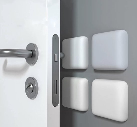 Repus - Butoir de porte en Siliconen - Protecteur de porte - Protection murale - Poignée de porte - Caoutchouc antichoc - Set de 2 - Wit