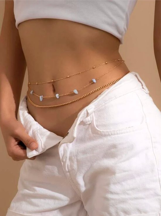 BeautyFit® - Belly Chain 2-delig + gratis luxe opbergzakje - Buikketing - Taille Ketting - Waist Beads - Heupketting