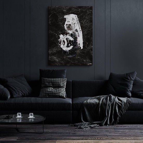 Luxe Canvas Schilderij Fashion Grenade Black | 60x90 | Woonkamer | Slaapkamer | Kantoor | Muziek | Design | Art | Modern | ** 4CM DIK! 3D EFFECT**