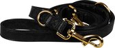 DOGA Dog Leash - Laisse d'échappement - Royal Black - Zwart - Goud- Laisse Réglable - Laisse Longue - Cuir Vegan - 200 cm - Taille ML - Collier et Distributeur Assortis Possible