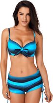 Bikini 2-Delig Push-up - Blauw Zwart - Maat M