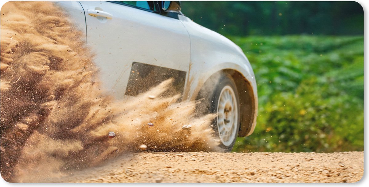 Muismat XXL 100x50 cm - Bureau onderlegger - Bureau mat Raceauto - Rally - Stof - Stenen - Bureaumat - Gaming mousepad xl - Bureaulegger groot - Computer deskmat