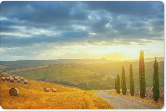 Muismat XXL 90x60 cm - Bureau onderlegger - Bureau mat Toscane - Hooibalen - Zon - Bureaumat - Gaming mousepad xl - Bureaulegger groot - Computer deskmat