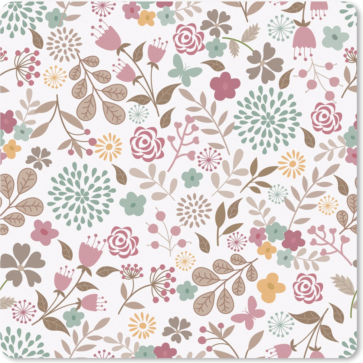 Muismat XXL 40x40 cm - Bureau onderlegger - Bureau mat Bloemen - Patronen - Kleuren - Bureaumat - Gaming mousepad xl - Bureaulegger groot - Computer deskmat