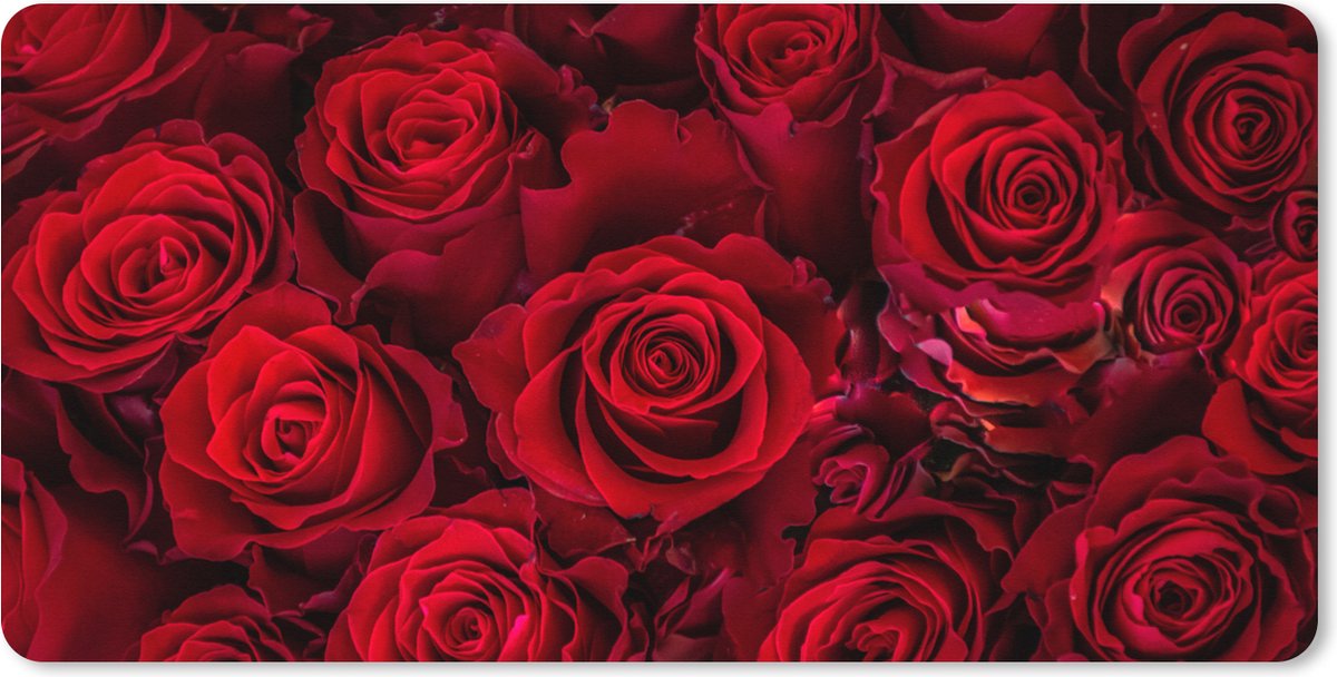 Muismat XXL 100x50 cm - Bureau onderlegger - Bureau mat Bloemen - Rozen - Rood - Bureaumat - Gaming mousepad xl - Bureaulegger groot - Computer deskmat