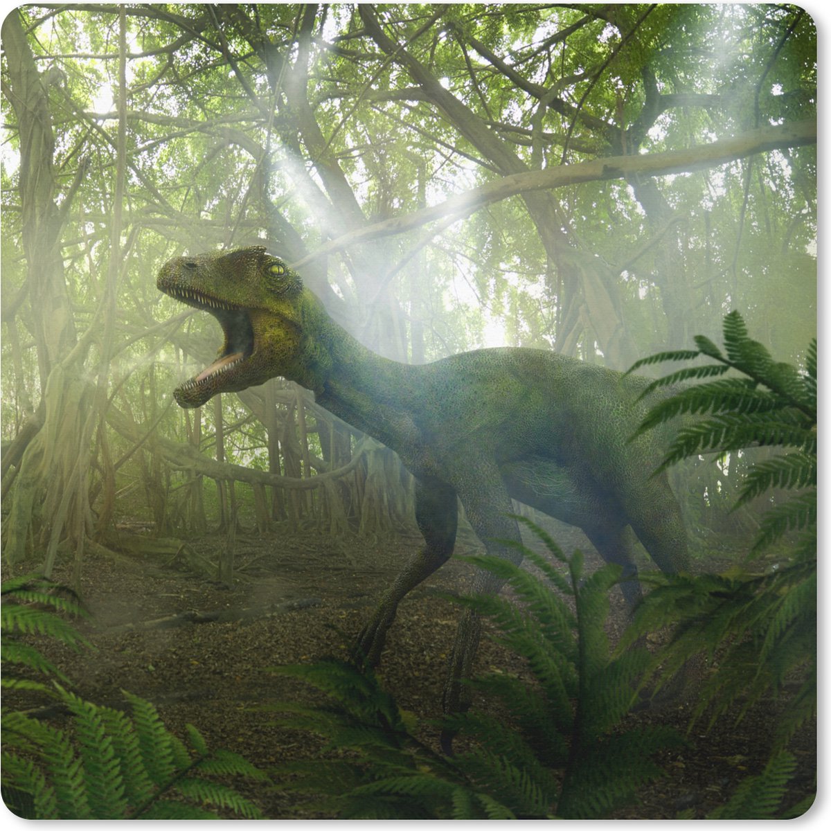 Muismat XXL 40x40 cm - Bureau onderlegger - Bureau mat Dinosaurus - Jungle - Planten - Bureaumat - Gaming mousepad xl - Bureaulegger groot - Computer deskmat
