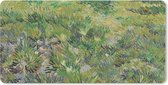 Muismat XXL - Bureau onderlegger - Bureau mat - Grasveld met bloemen en vlinders - Vincent van Gogh - 80x40 cm - XXL muismat