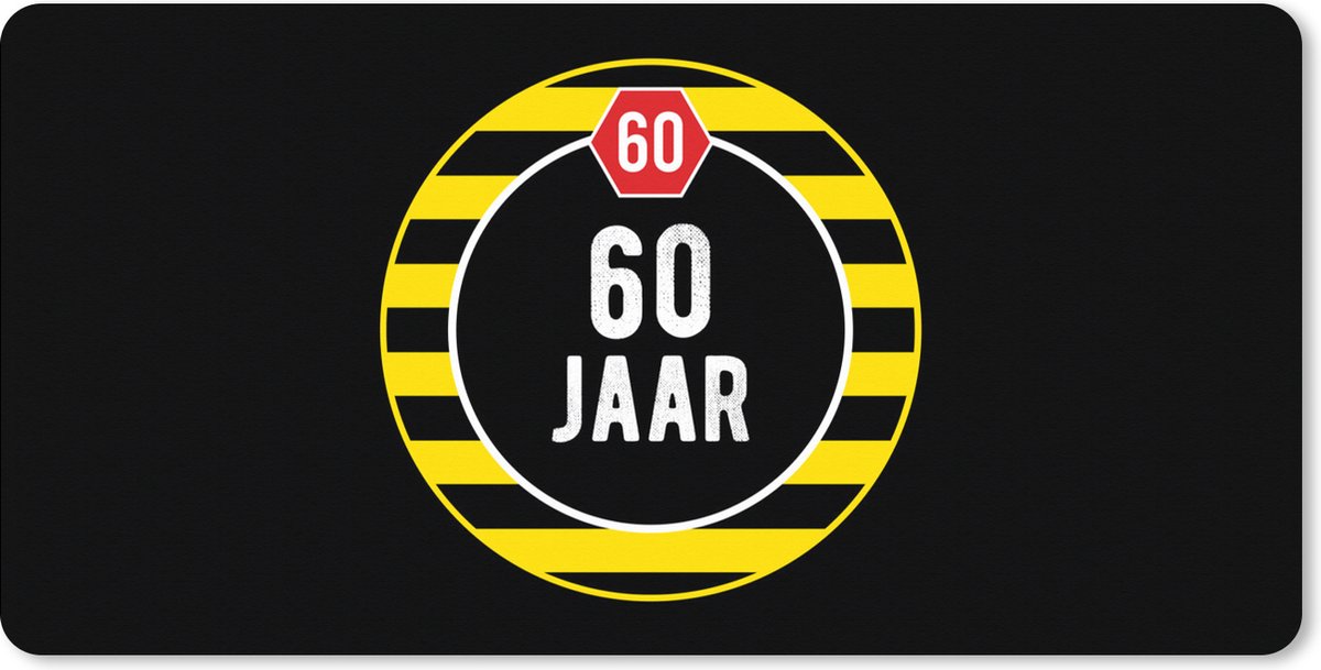 Muismat XXL 120x60 cm - Bureau onderlegger - Bureau mat Jubileum - 60 Jaar - Versiering - Bureaumat - Gaming mousepad xl - Bureaulegger groot - Computer deskmat