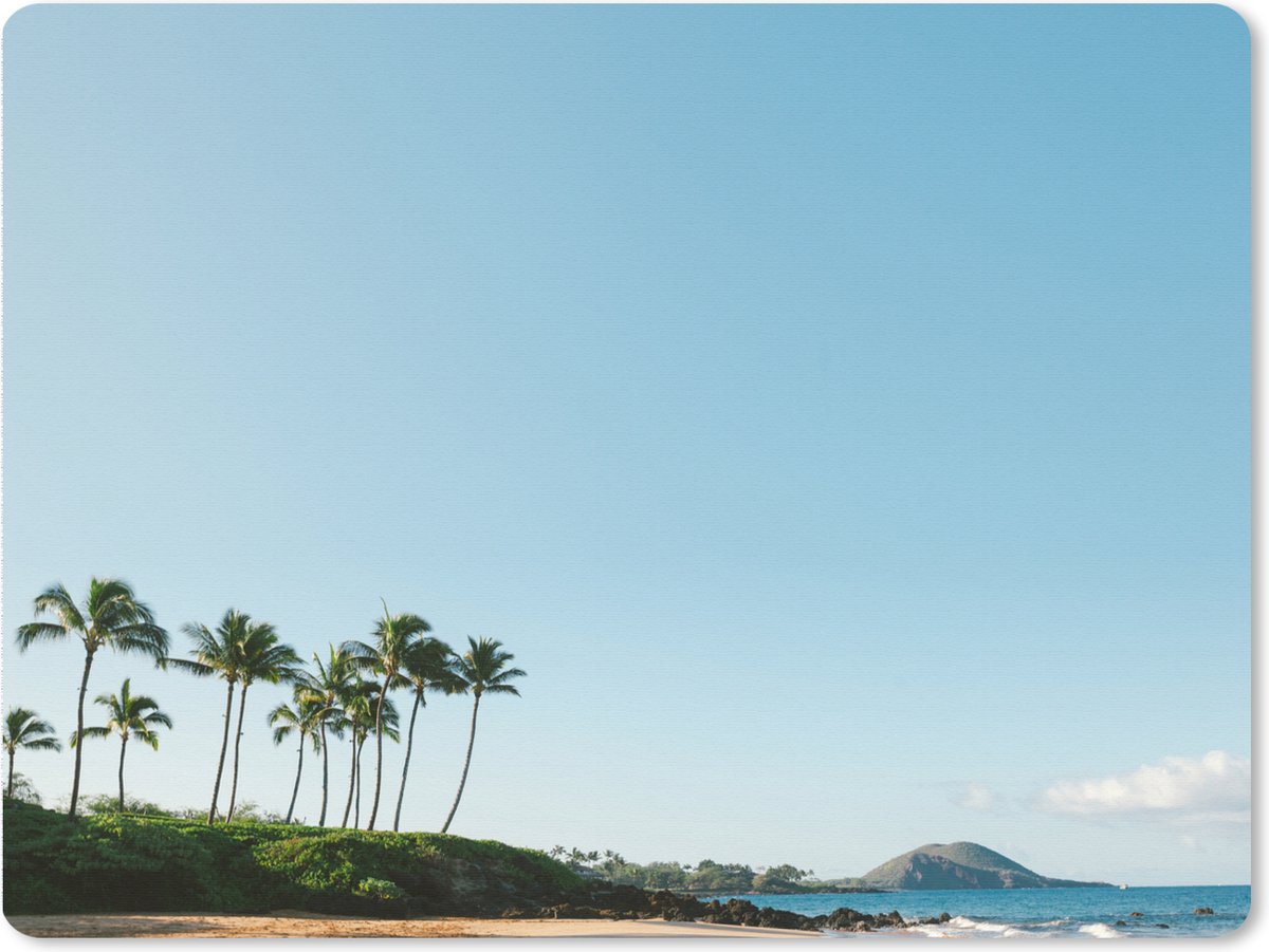 Muismat XXL 80x60 cm - Bureau onderlegger - Bureau mat Strand - Palmbomen - Hawaii - Bureaumat - Gaming mousepad xl - Bureaulegger groot - Computer deskmat