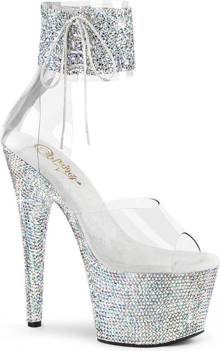 Pleaser - BEJEWELED724RS02 Sandaal met enkelband, Paaldans schoenen - US 5 - 35 Shoes - Transparant