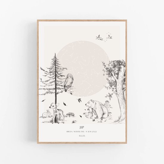 Persoonlijke sterrenhemel poster | FOREST x ELLIE - 40x50 cm - Sterrenhemel poster - Babykamer en kinderkamer