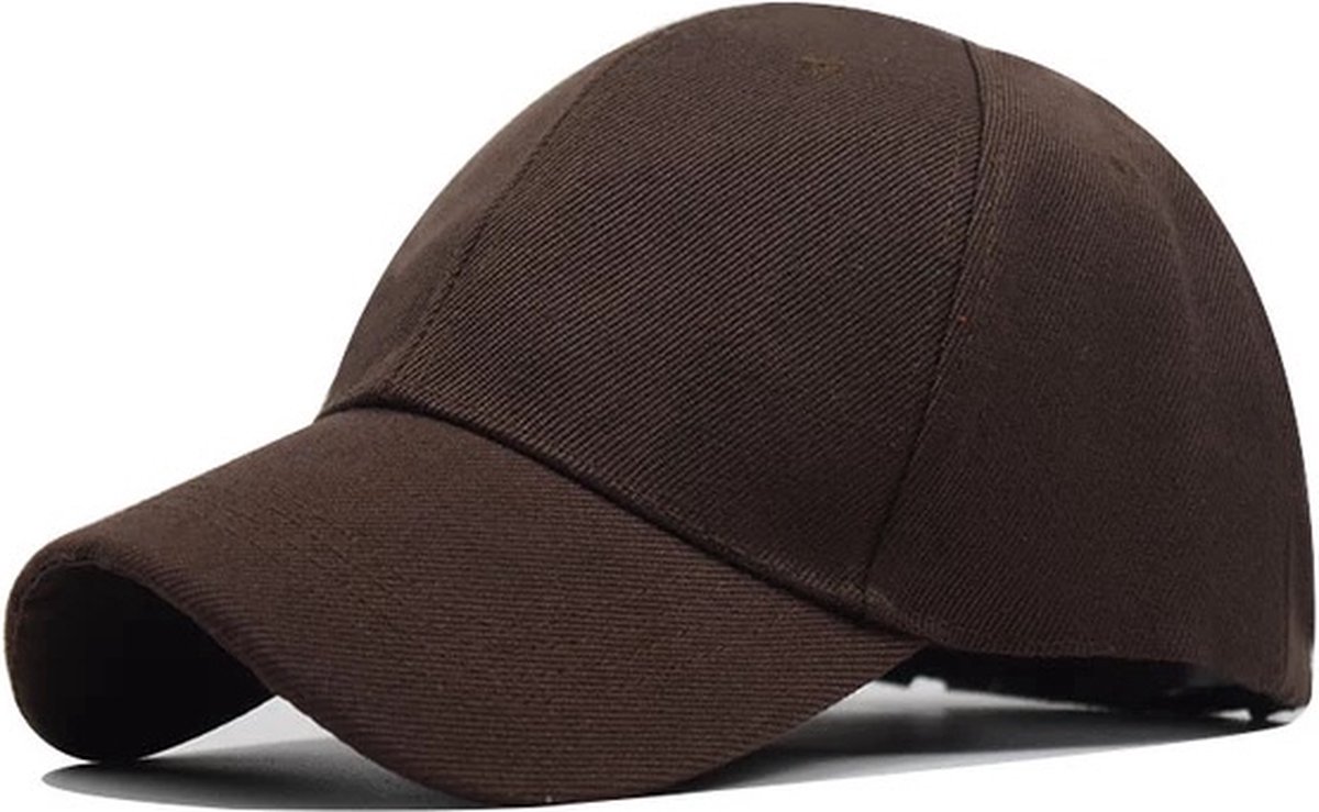 Baseball cap - 6 panelen - Bruin - Pet - Katoen - Baseballcap - Verstelbaar - Unisex - Petten - Cap