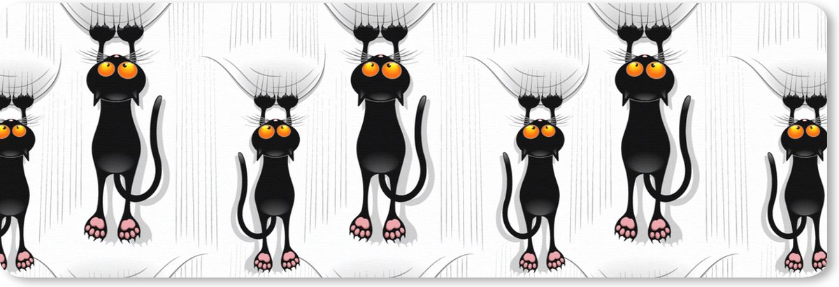 Muismat XXL 90x30 cm - Bureau onderlegger - Bureau mat Patroon - Kat - Zwart - Jongens - Meisjes - Kinderen - Kids - Bureaumat - Gaming mousepad xl - Bureaulegger groot - Computer deskmat