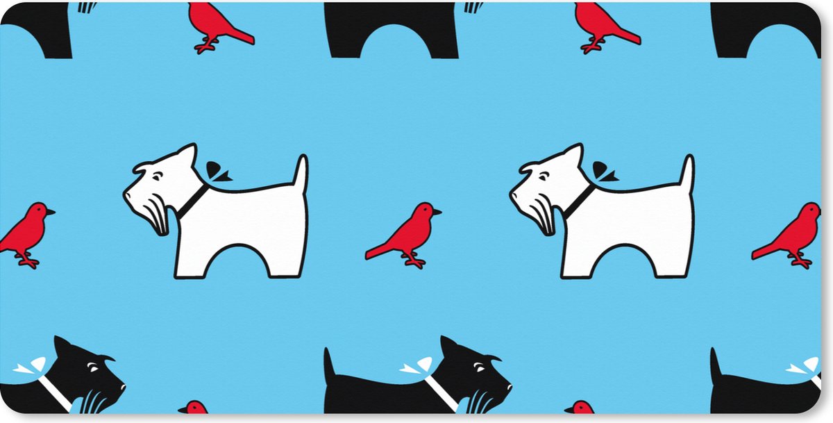 Muismat XXL 90x45 cm - Bureau onderlegger - Bureau mat Hond - Vogel - Dieren - Patronen - Kinderen - Bureaumat - Gaming mousepad xl - Bureaulegger groot - Computer deskmat