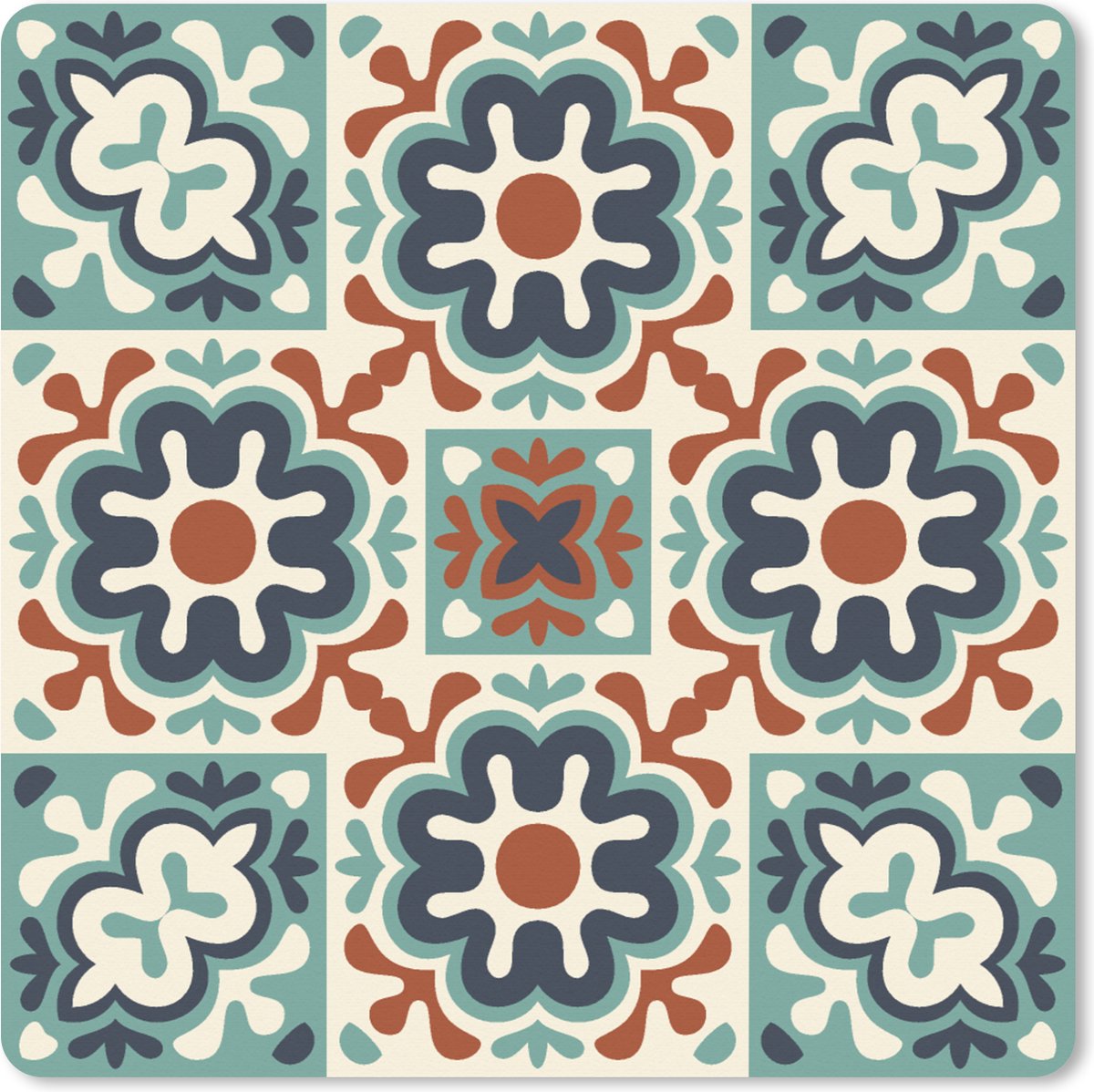 Muismat XXL 40x40 cm - Bureau onderlegger - Bureau mat Bloem - Ornament - Patroon - Bureaumat - Gaming mousepad xl - Bureaulegger groot - Computer deskmat