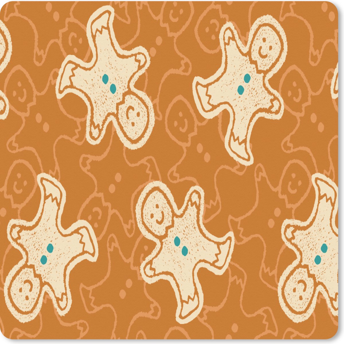 Muismat XXL 40x40 cm - Bureau onderlegger - Bureau mat Patronen - Gingerbread - Koekjes - Bureaumat - Gaming mousepad xl - Bureaulegger groot - Computer deskmat - Kerst - Cadeau - Kerstcadeau voor mannen en voor vrouwen