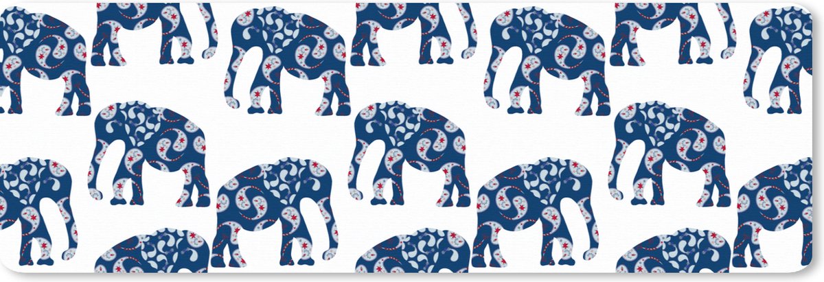 Muismat XXL 90x30 cm - Bureau onderlegger - Bureau mat Olifant - Dier - Patroon - Bureaumat - Gaming mousepad xl - Bureaulegger groot - Computer deskmat